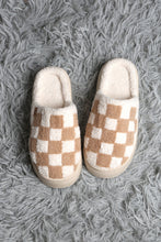 Load image into Gallery viewer, CHECKERED PATTERN PLATFORM SLIPPERS KHAKI / M/L SLIPPERS/SLIDES

