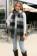 Load image into Gallery viewer, CHECKERED PATTERN SCARF BLACK SCARVES
