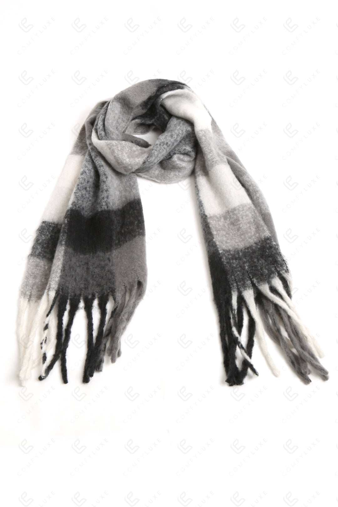 CHECKERED PATTERN SCARF BLACK SCARVES