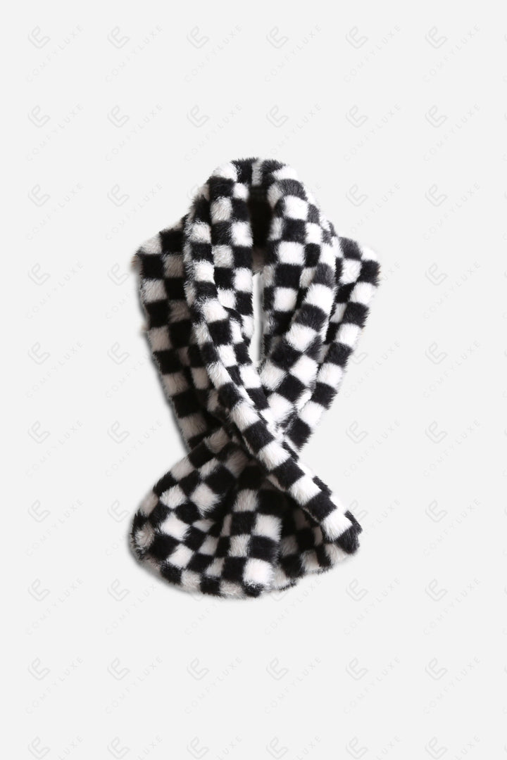 CHECKERED PATTERN SCARF WHITE SCARVES