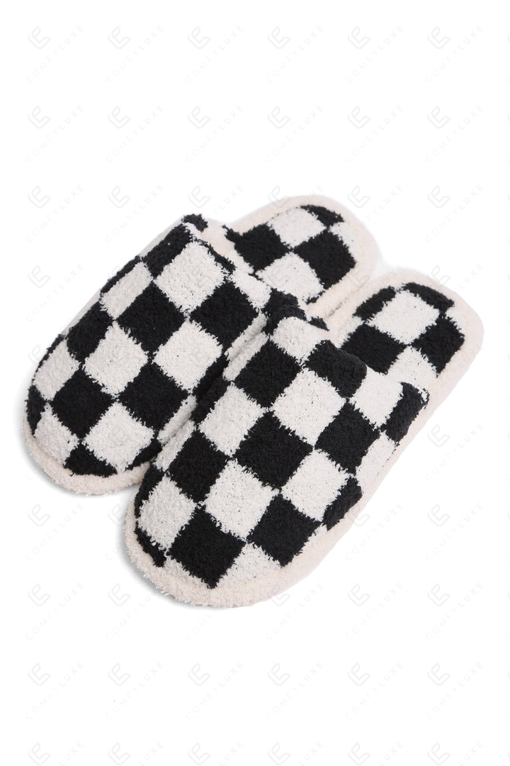 CHECKERED PATTERN SLIPPERS SLIPPERS/SLIDES