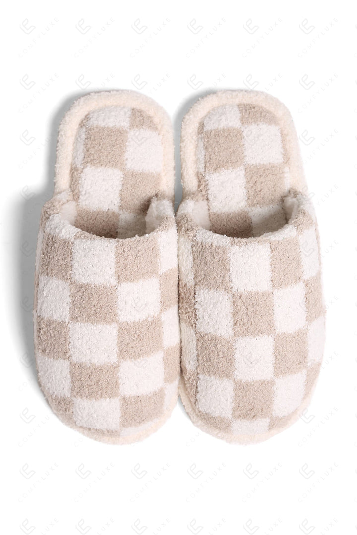 CHECKERED PATTERN SLIPPERS SLIPPERS/SLIDES