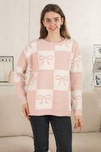 Load image into Gallery viewer, CHECKERED &amp; RIBBON PATTERN SWEATER APPAREL
