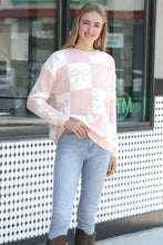 Load image into Gallery viewer, CHECKERED &amp; RIBBON PATTERN SWEATER PINK APPAREL
