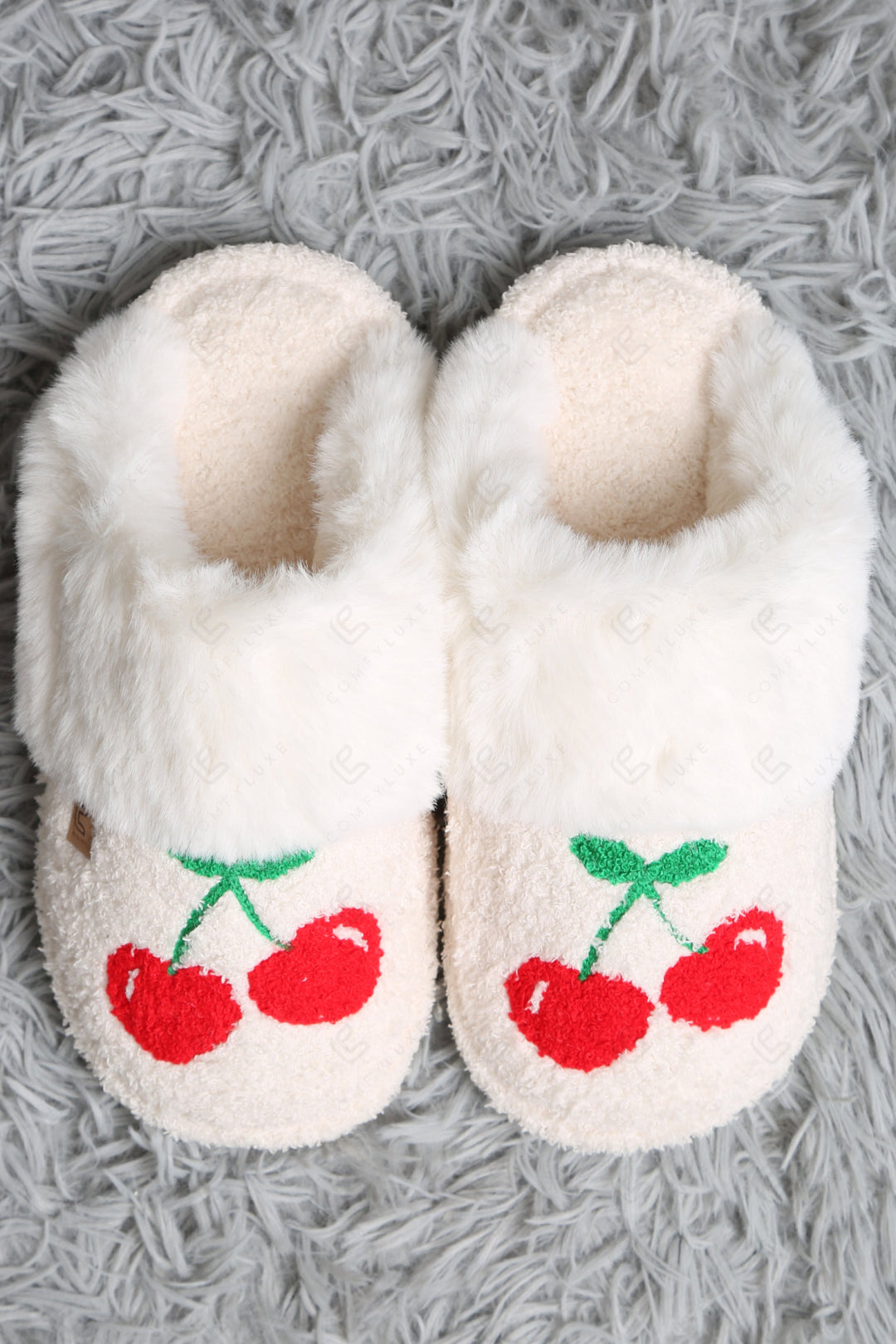 CHERRY PATTERN MULE SLIPPERS SLIPPERS/SLIDES