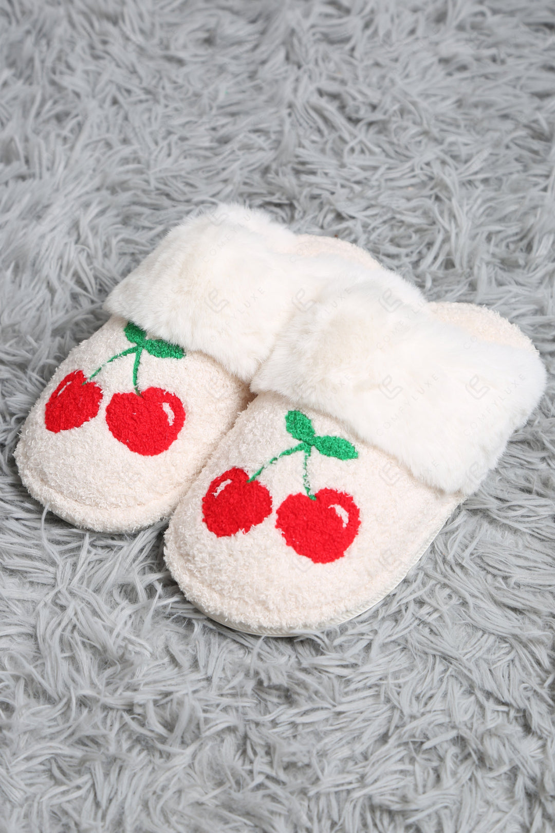 CHERRY PATTERN MULE SLIPPERS SLIPPERS/SLIDES