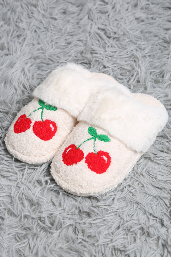 CHERRY PATTERN MULE SLIPPERS SLIPPERS/SLIDES
