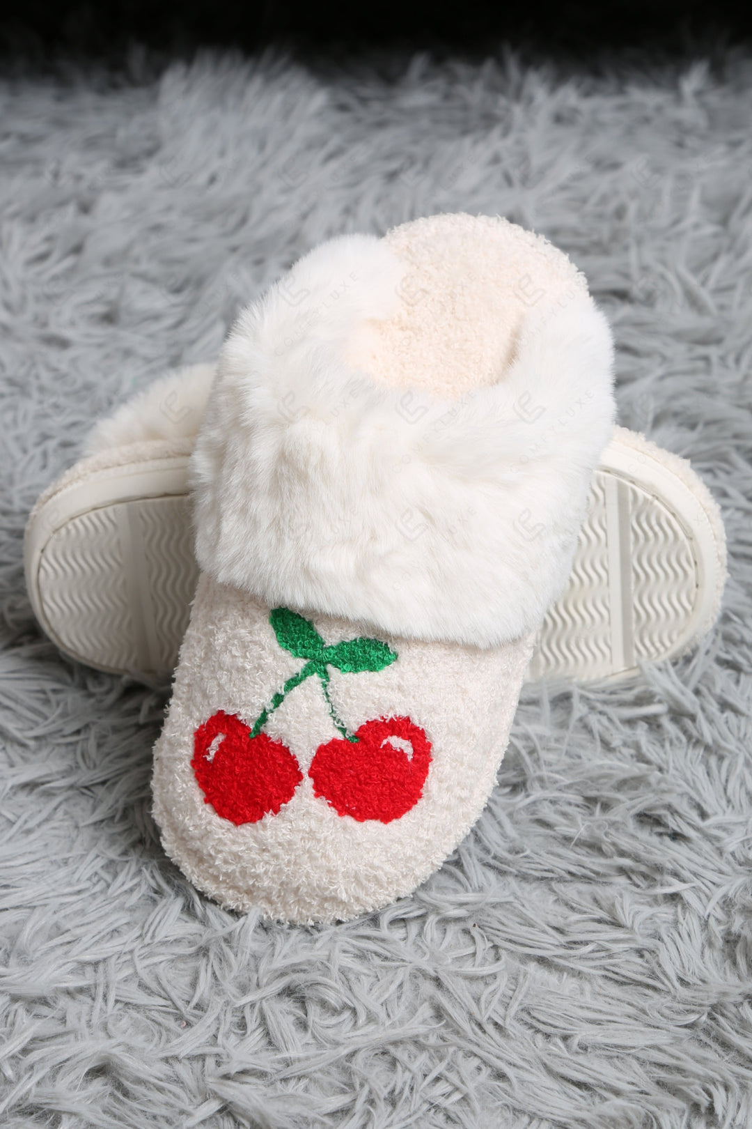CHERRY PATTERN MULE SLIPPERS SLIPPERS/SLIDES