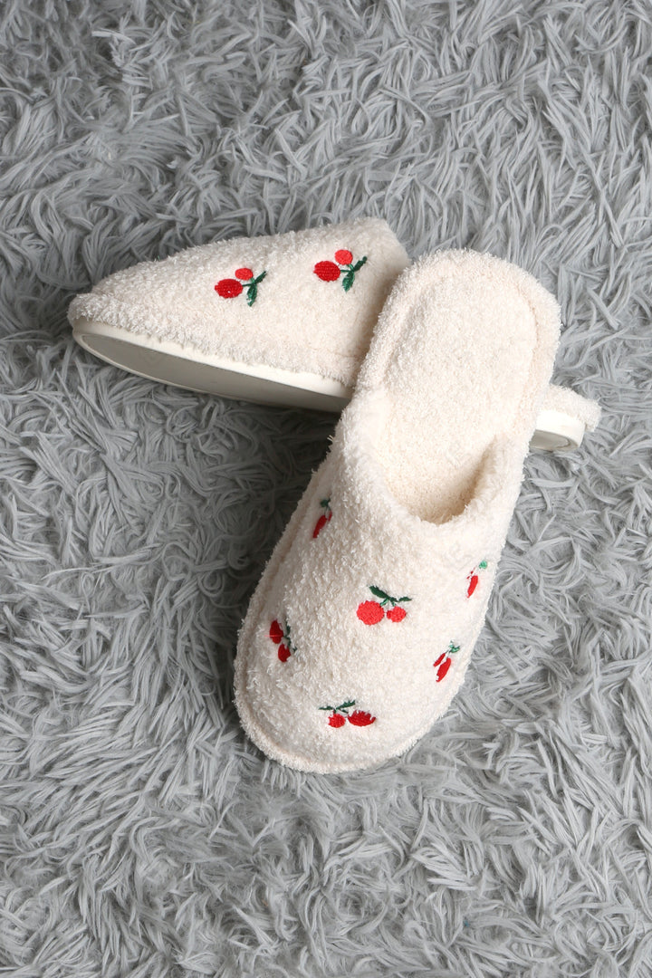 CHERRY PATTERN SLIPPERS SLIPPERS/SLIDES