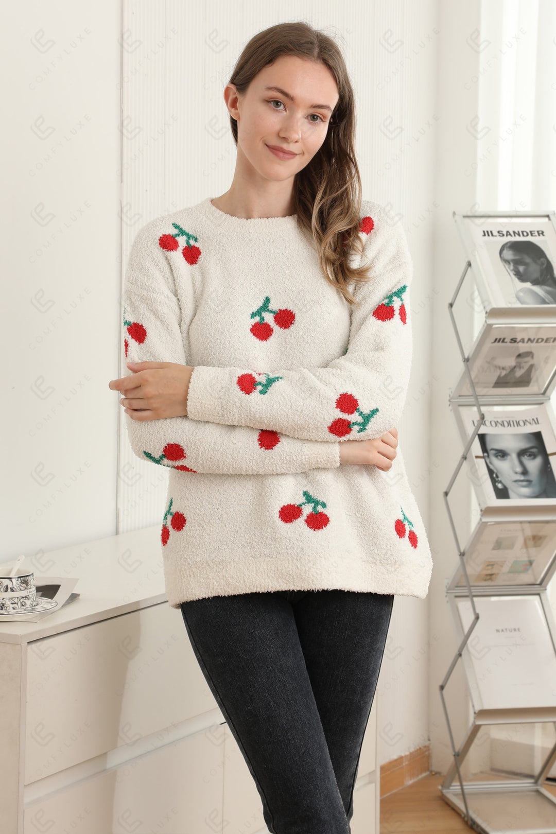 CHERRY PATTERN SWEATER CHERRY APPAREL