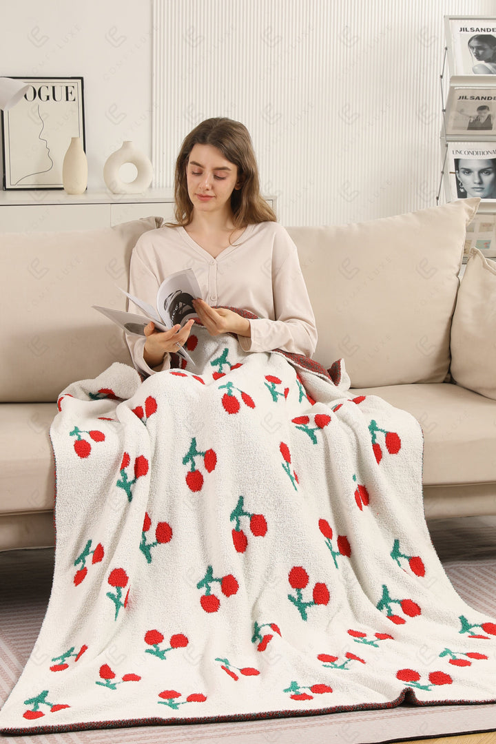 CHERRY PATTERN THROW BLANKET CHERRY THROW BLANKETS