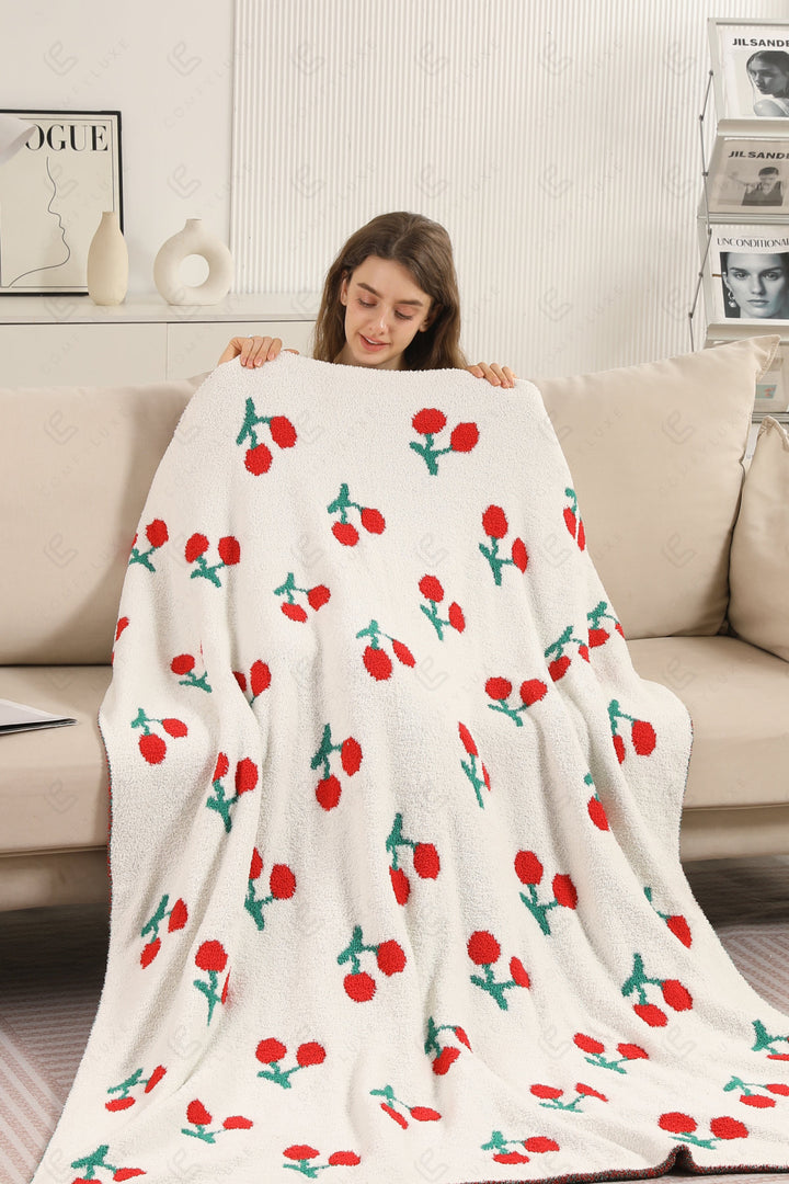 CHERRY PATTERN THROW BLANKET CHERRY THROW BLANKETS