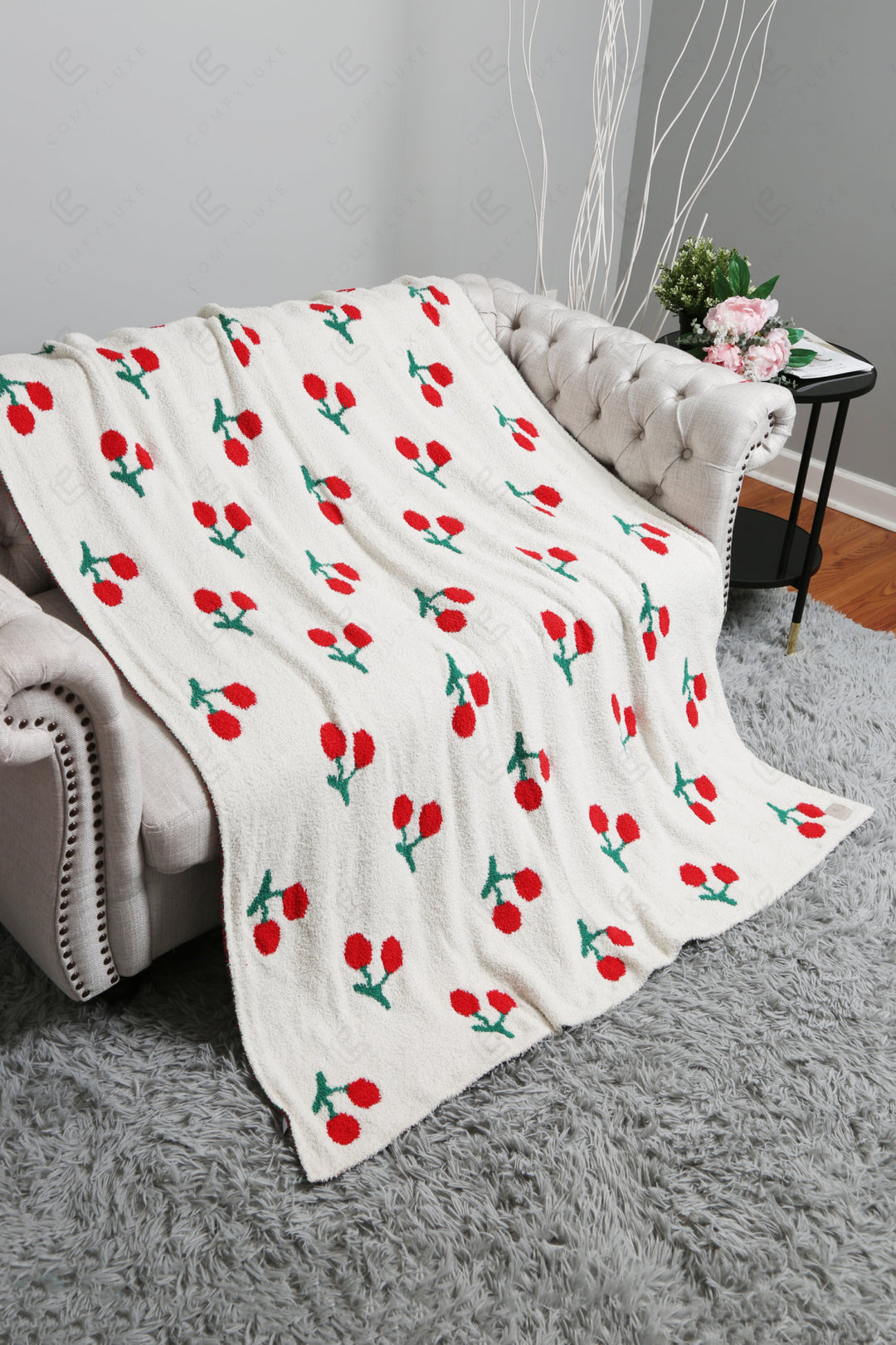 CHERRY PATTERN THROW BLANKET CHERRY THROW BLANKETS