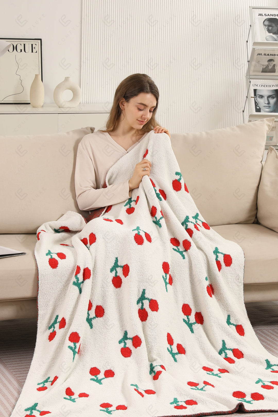 CHERRY PATTERN THROW BLANKET CHERRY THROW BLANKETS