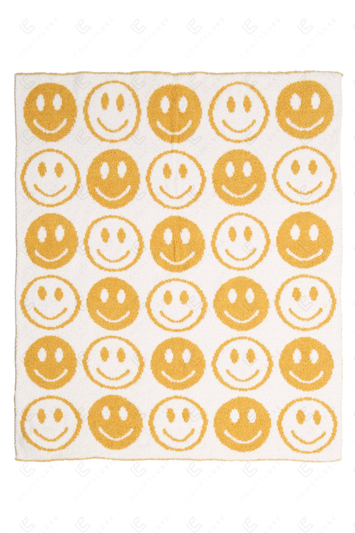 CHILDREN’S MINI HAPPY FACE PATTERN THROW BLANKET THROW BLANKETS