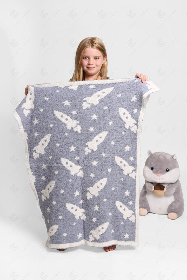 CHILDREN’S PATTERNED THROW BLANKET ROCKET THROW BLANKETS