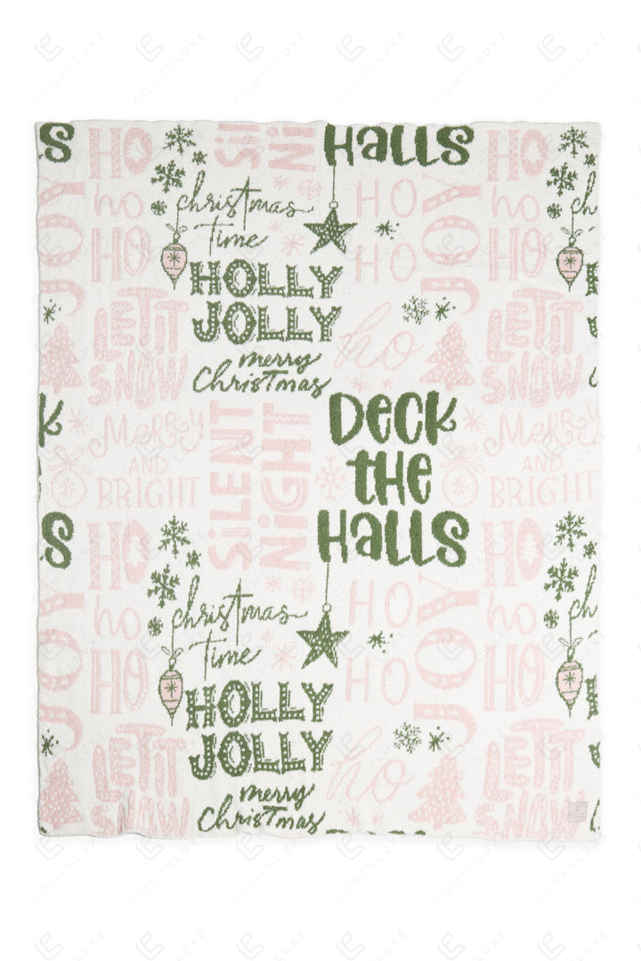 CHRISTMAS PATTERN THROW BLANKET PINK/GREEN THROW BLANKETS