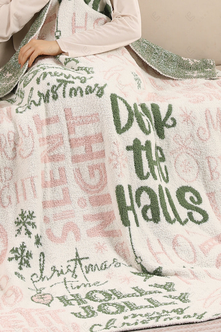 CHRISTMAS PATTERN THROW BLANKET PINK/GREEN THROW BLANKETS