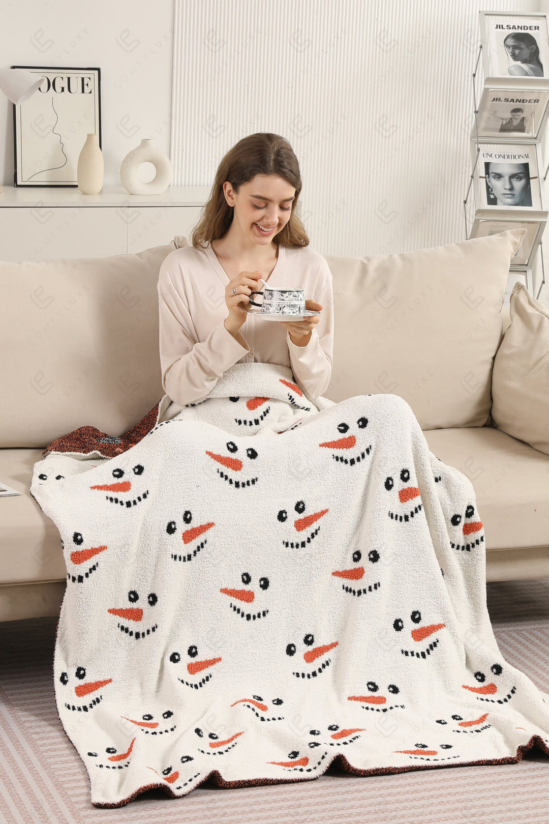 CHRISTMAS PATTERN THROW BLANKET WHITE THROW BLANKETS
