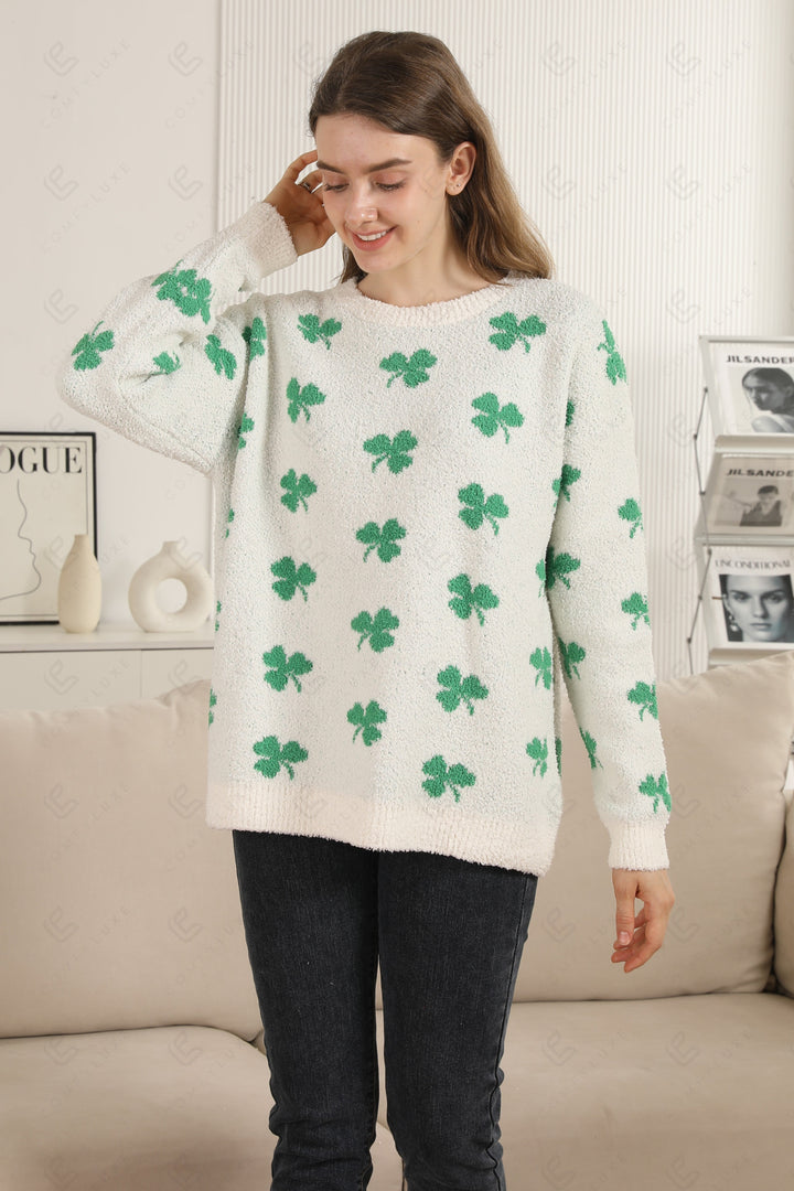 CLOVER PATTERN SWEATER GREEN APPAREL