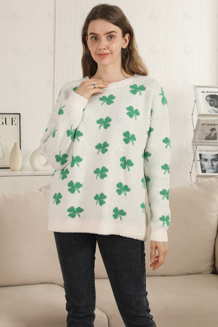 CLOVER PATTERN SWEATER GREEN APPAREL