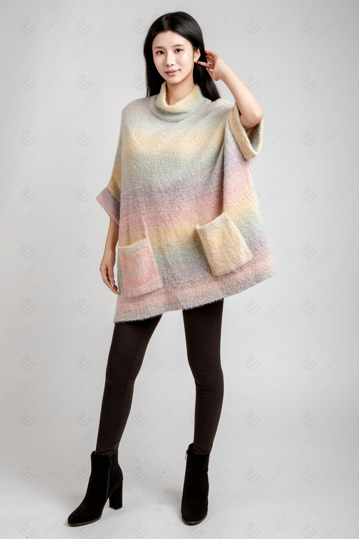 COLOR-BLOCKED &amp; GRADIENT PATTERN SWEATER APPAREL