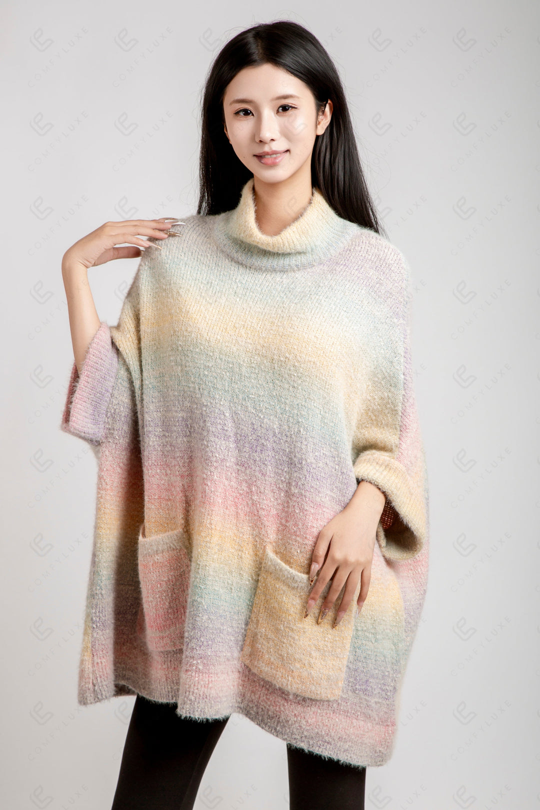 COLOR-BLOCKED & GRADIENT PATTERN SWEATER PINK APPAREL