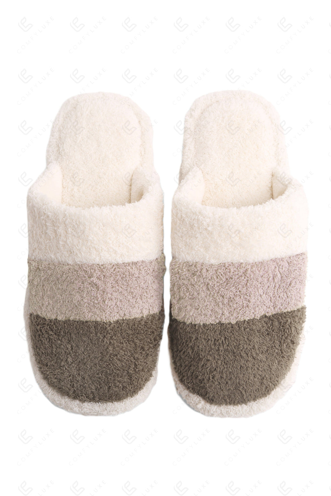 COLOR-BLOCKED PATTERN SLIPPERS BROWN / M/L SLIPPERS/SLIDES