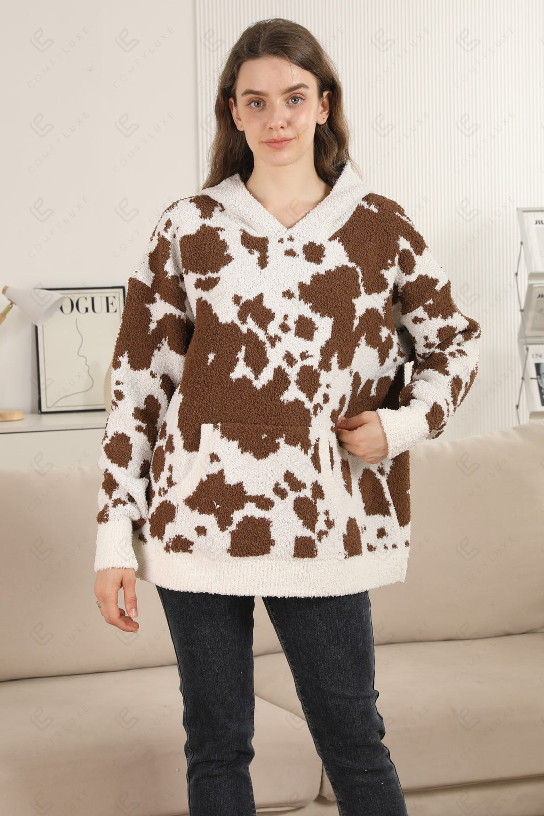 COW PATTERN HOODIE APPAREL