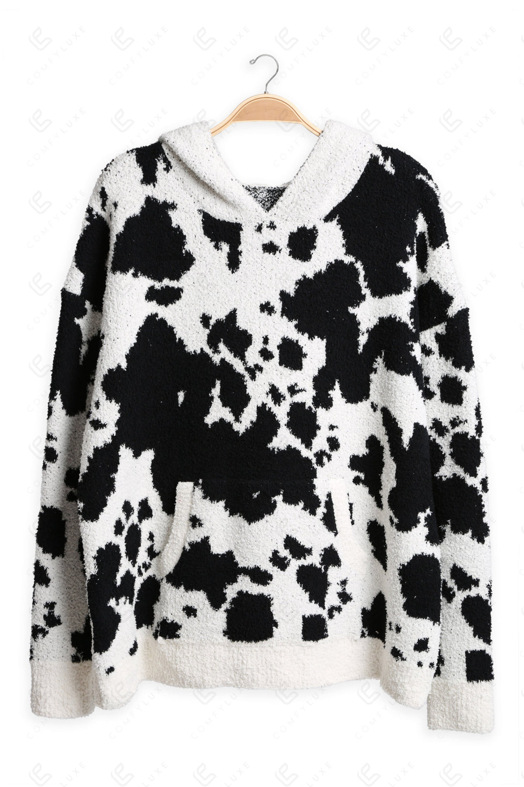 COW PATTERN HOODIE BLACK APPAREL