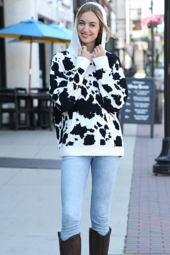 COW PATTERN HOODIE APPAREL