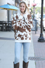 Load image into Gallery viewer, COW PATTERN HOODIE COFFEE APPAREL
