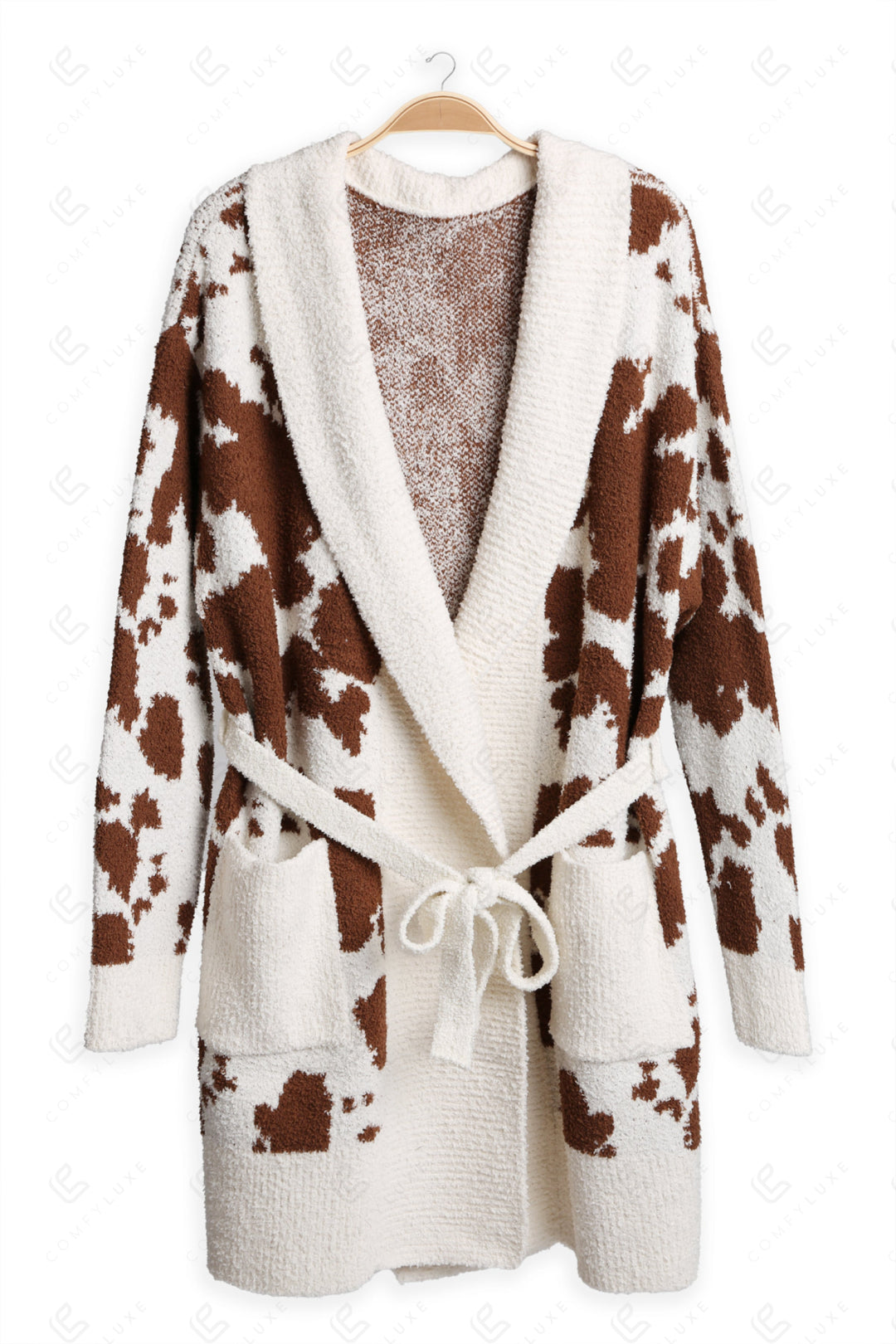 COW PATTERN ROBE COFFEE APPAREL
