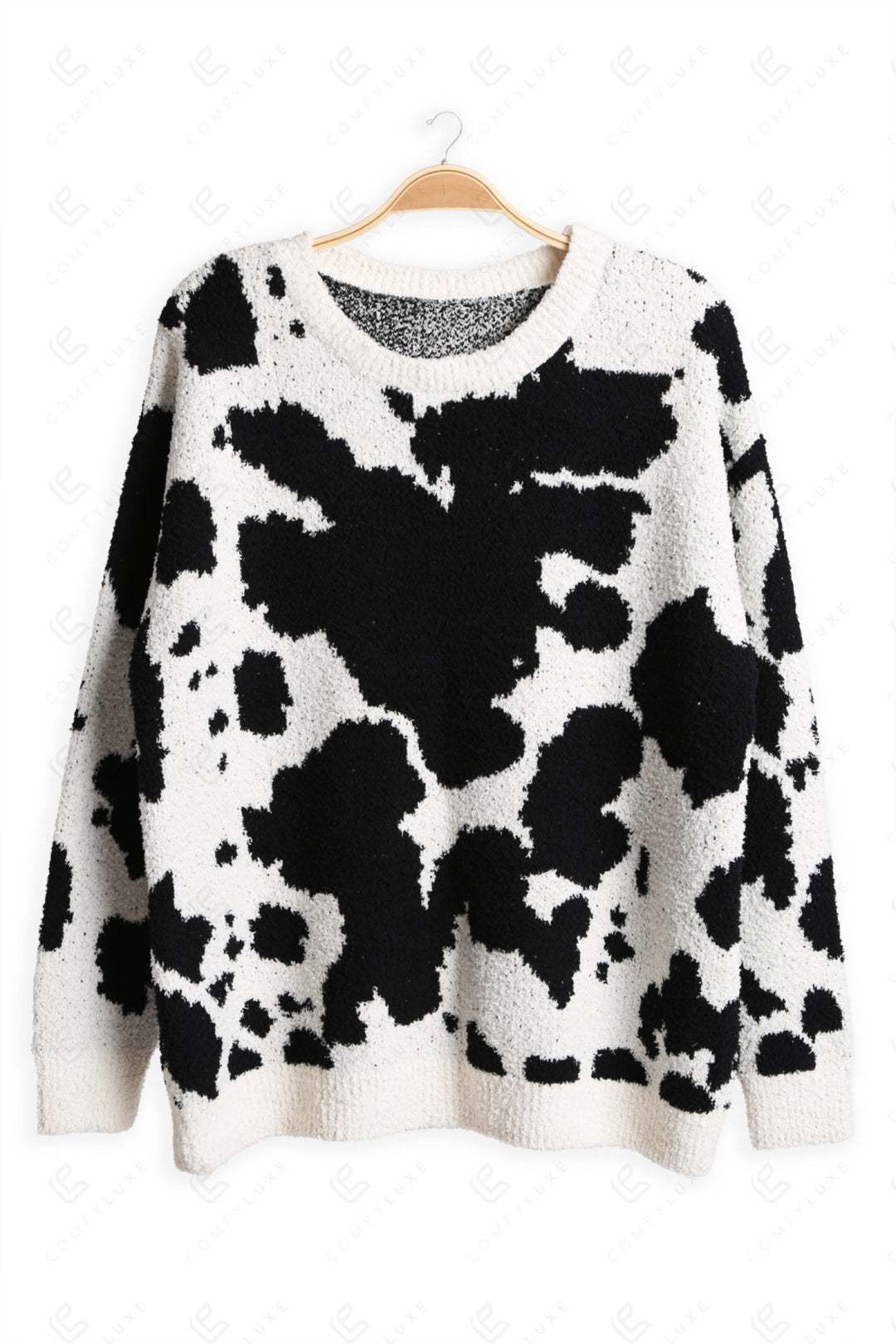 COW PATTERN SWEATER BLACK APPAREL