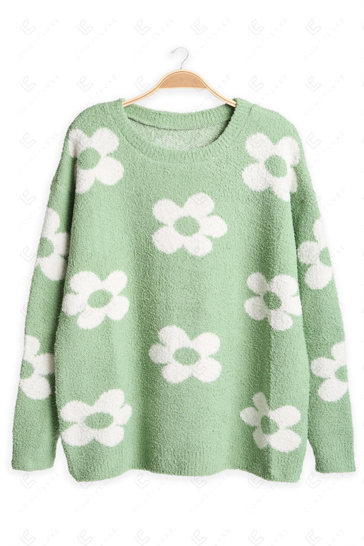 DAISY PATTERN SWEATER GREEN APPAREL