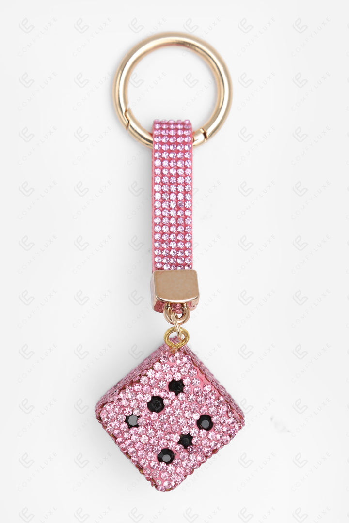 DICE KEYCHAIN/BAG CHARM PINK KEYCHAINS