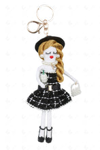 Load image into Gallery viewer, DOLL IN DRESS KEYCHAIN/BAG CHARM BLACK KEYCHAINS
