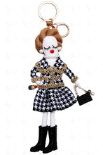 Load image into Gallery viewer, DOLL IN DRESS KEYCHAIN/BAG CHARM BLACK/WHITE KEYCHAINS

