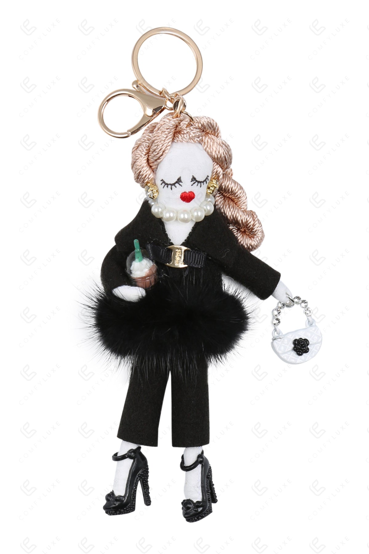 DOLL IN PANTS KEYCHAIN/BAG CHARM BLACK KEYCHAINS
