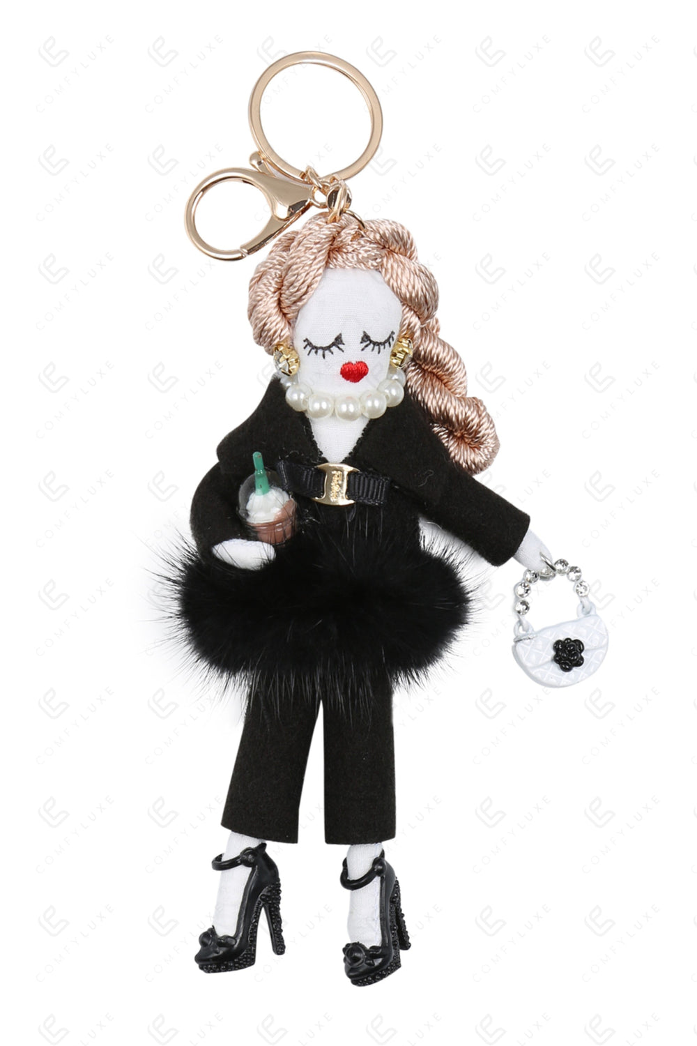 DOLL IN PANTS KEYCHAIN/BAG CHARM BLACK KEYCHAINS