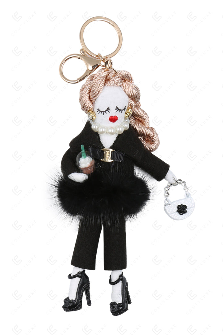 DOLL IN PANTS KEYCHAIN/BAG CHARM BLACK KEYCHAINS
