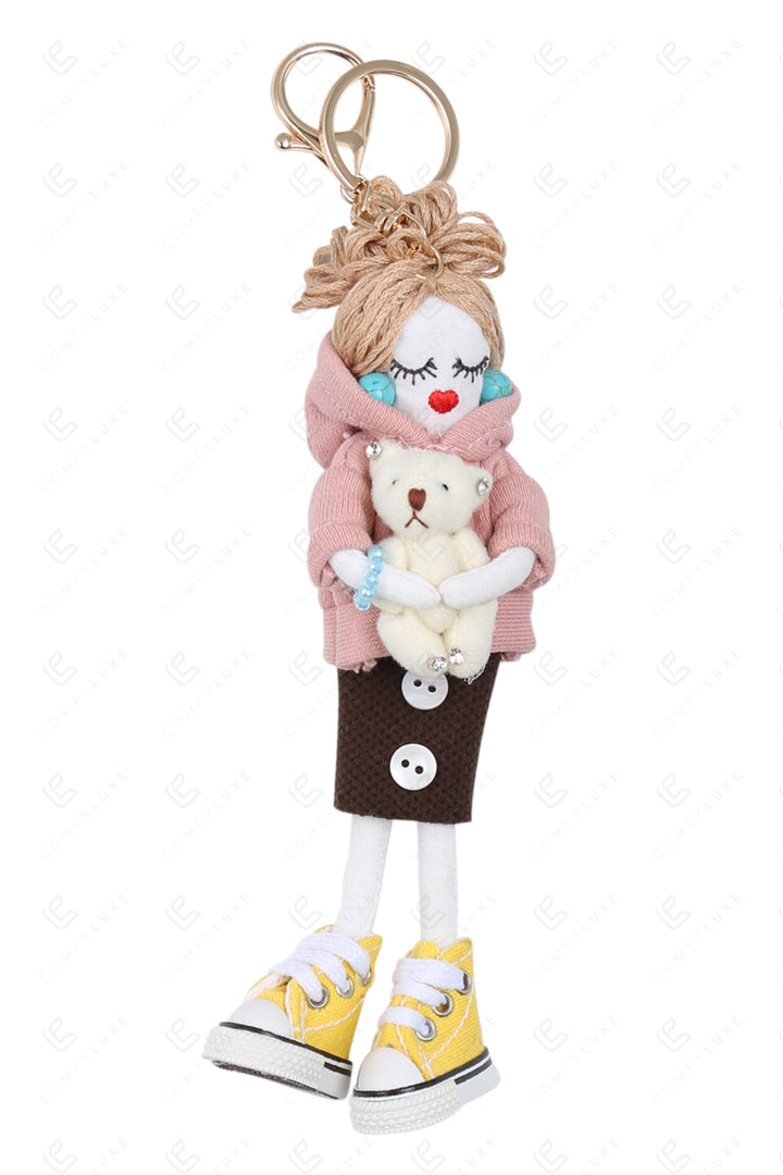 DOLL IN SKIRT KEYCHAIN/BAG CHARM PINK KEYCHAINS