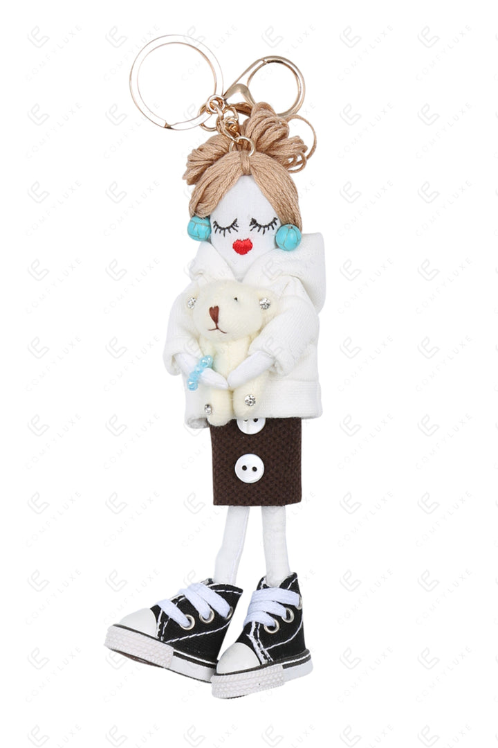 DOLL IN SKIRT KEYCHAIN/BAG CHARM WHITE KEYCHAINS