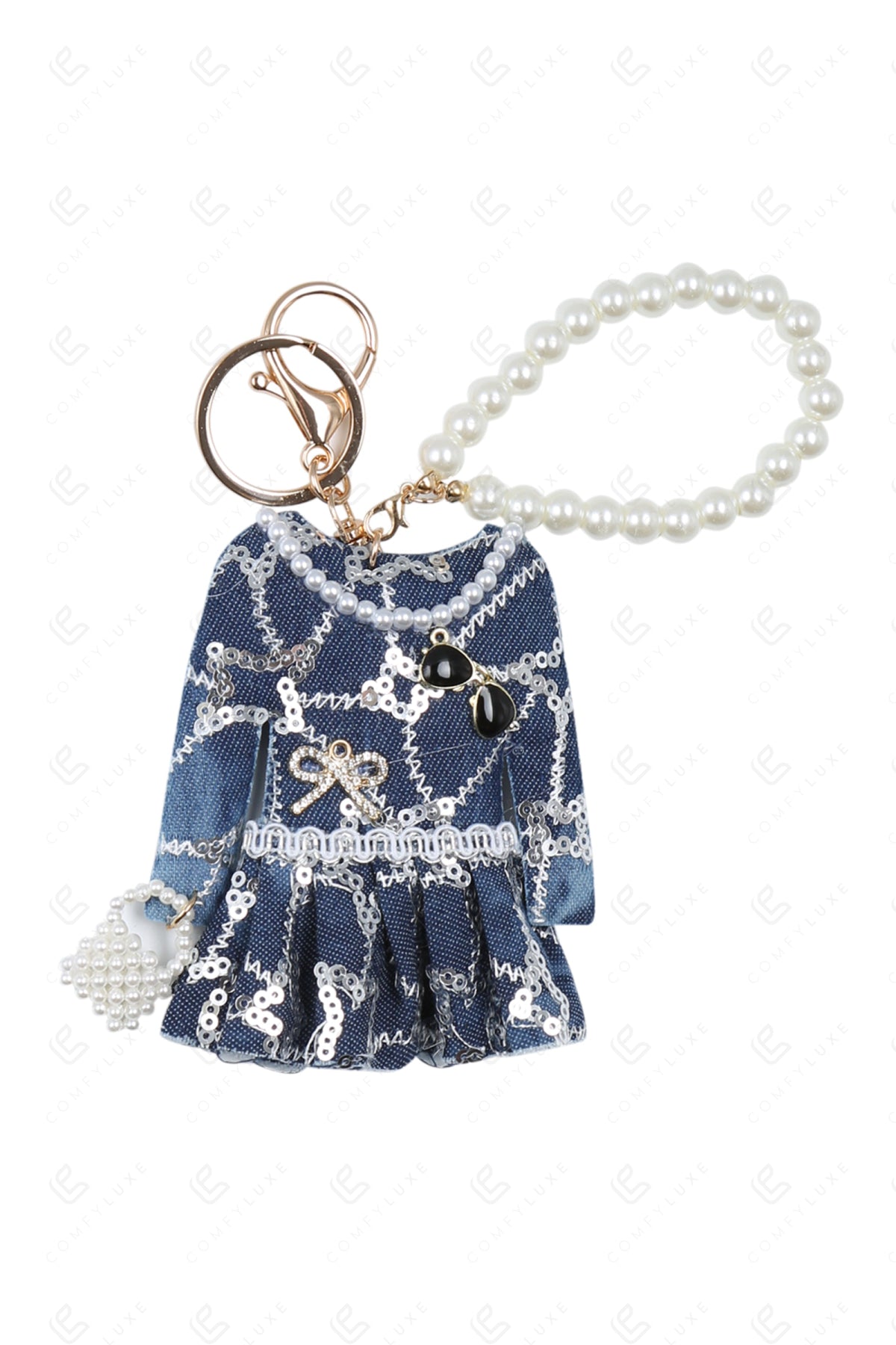 DRESS KEYCHAIN/BAG CHARM BLUE KEYCHAINS