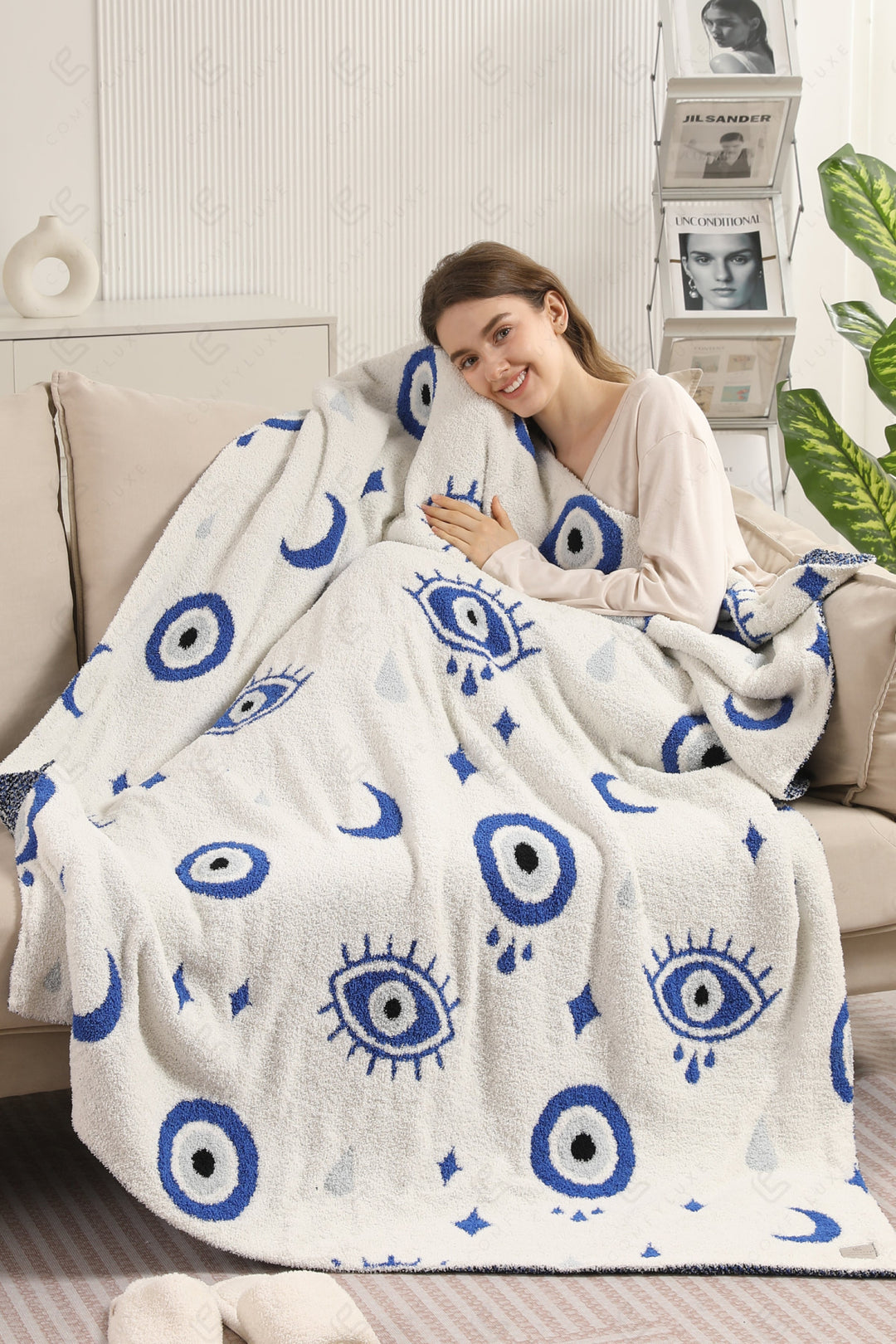 EVIL EYE PATTERN THROW BLANKET EVILEYE THROW BLANKETS