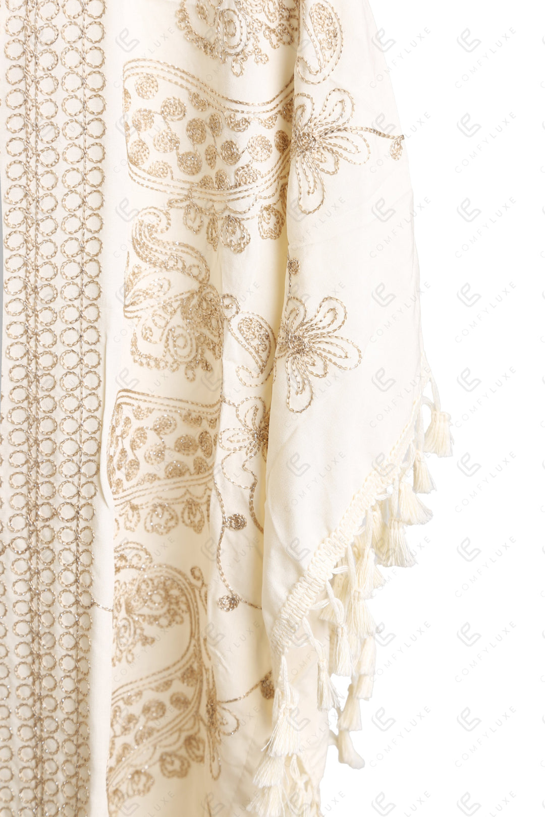 PAISLEY &amp; FLORAL PATTERN EMBROIDERED COVER-UP PONCHO APPAREL