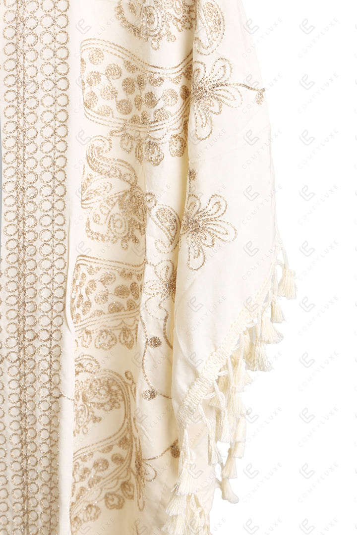 PAISLEY &amp; FLORAL PATTERN EMBROIDERED COVER-UP PONCHO APPAREL