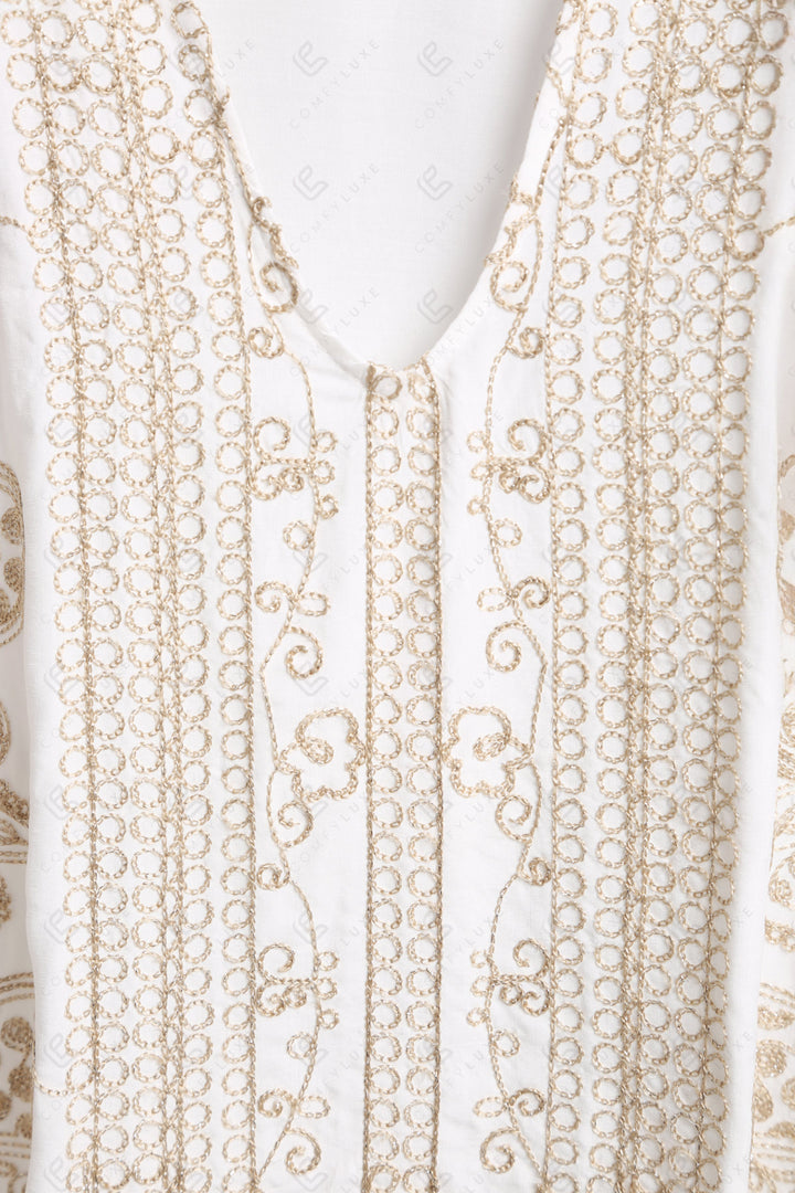 PAISLEY &amp; FLORAL PATTERN EMBROIDERED COVER-UP PONCHO APPAREL