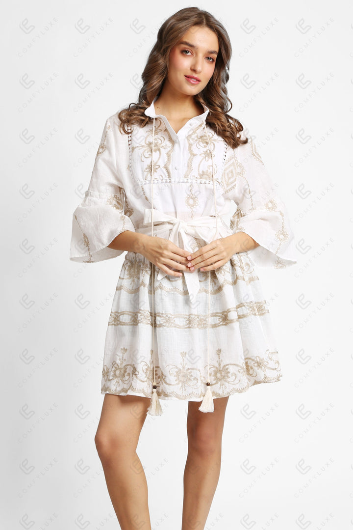 FLORAL PATTERN COVER UP DRESS WHITE APPAREL