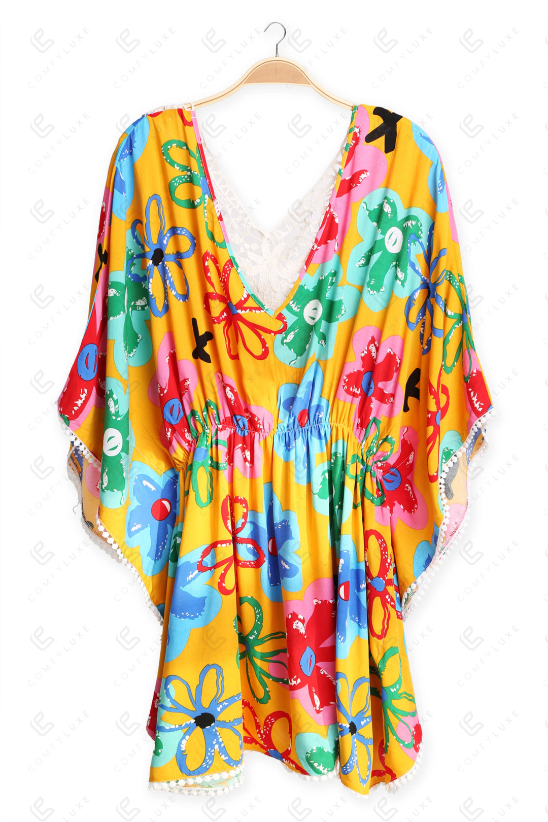 FLORAL PATTERN MINI COVER-UP DRESS YELLOW APPAREL